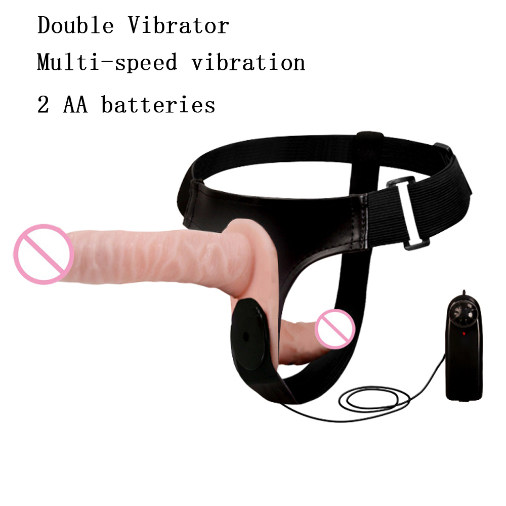 Big Double godemichés Strapon Dildo Vibrator pour les femmes Vibrant Enfilez Double godes pour lesbiennes Strapon pénis avec harnais ceinture T20