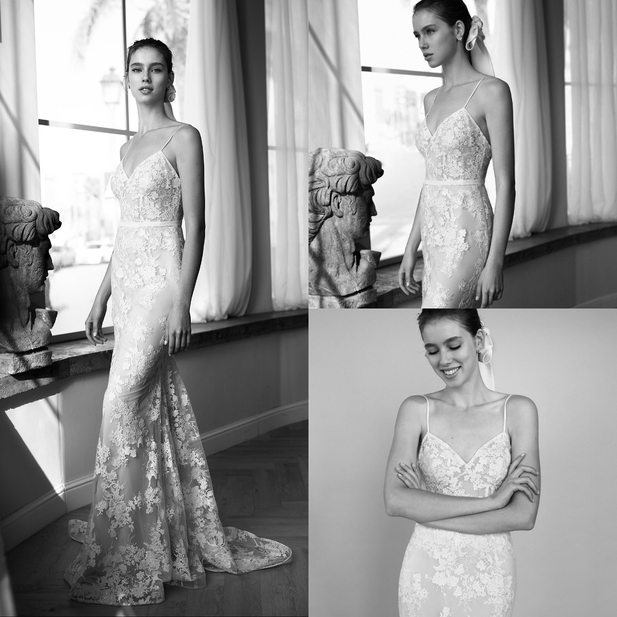 2021 Lace Mermaid Wedding Dresses Sexy Spaghetti V Neck Appliques Bridal Gowns Plus Size Wedding Dress