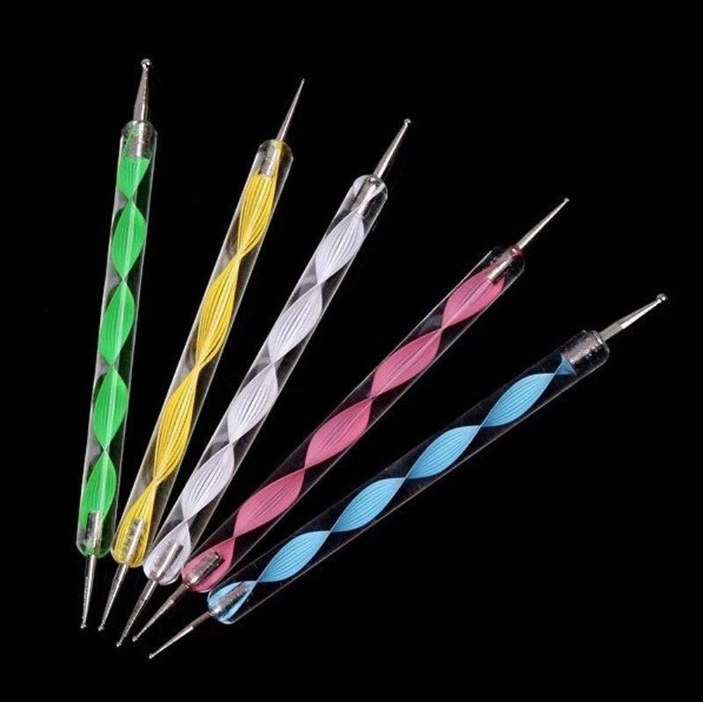 5Pcs-2way Dotting Pen Marbleizing Tool Herramientas De Puntos Nail Polish Paint Manicure Dot Nail Art Set Dotting Tools for Women's Beauty