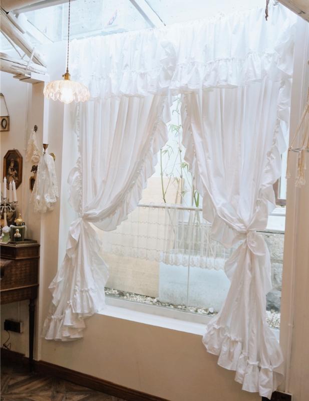 French White Cotton Curtains with Valance for Girl's Bedroom Ruffles Curtain Living Room Rod Pocket Solid Color Window Curtain, Solid white
French White Cotton Curtains with Valance for Girl's Bedroom Ruffles Curtain Living Room Rod Pocket Solid Color Window Curtain, Solid white