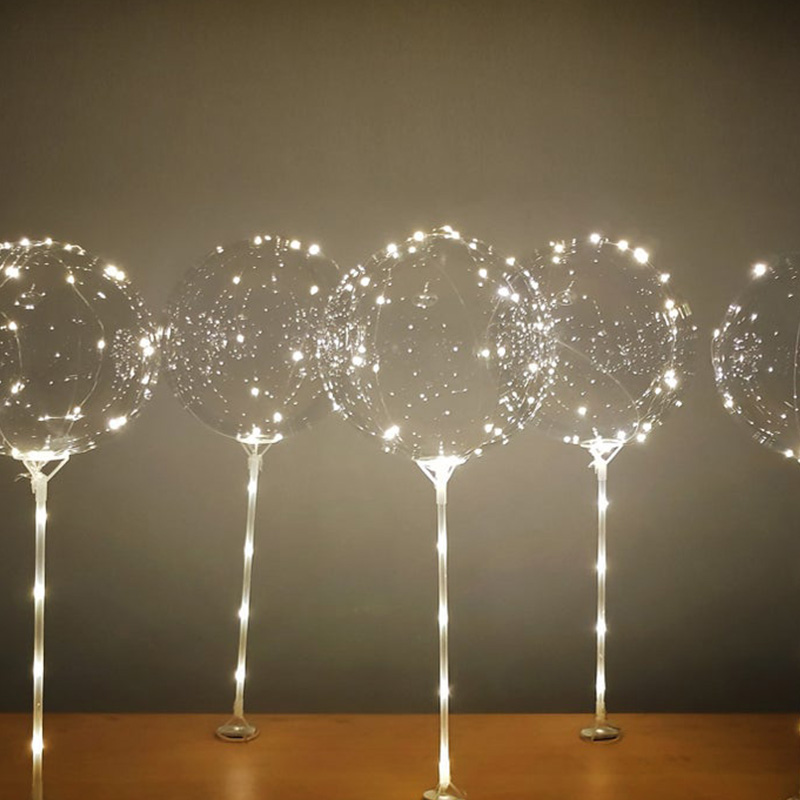 LED ballon stand 35cm Bobo balloon stick Wedding table decoration or Kids birthday party glow supplies Organza yarn kids favor