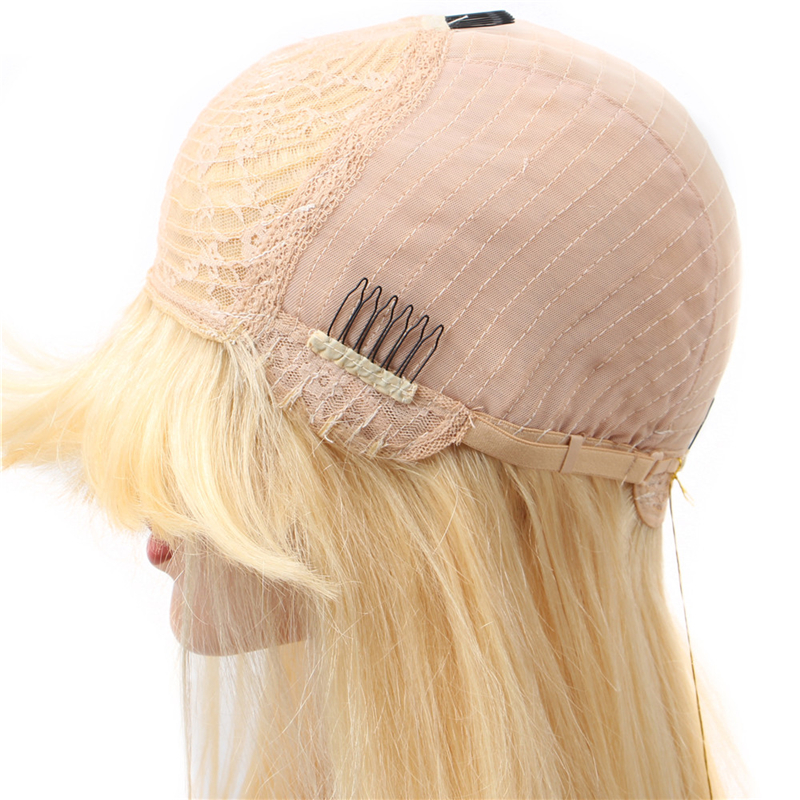 Peruvian 100% Virgin Human Hair Capless Wigs Blonde Color Qi Liu Hai Straight Mechanism Headgear 10-30inch 613# Hair Wigs