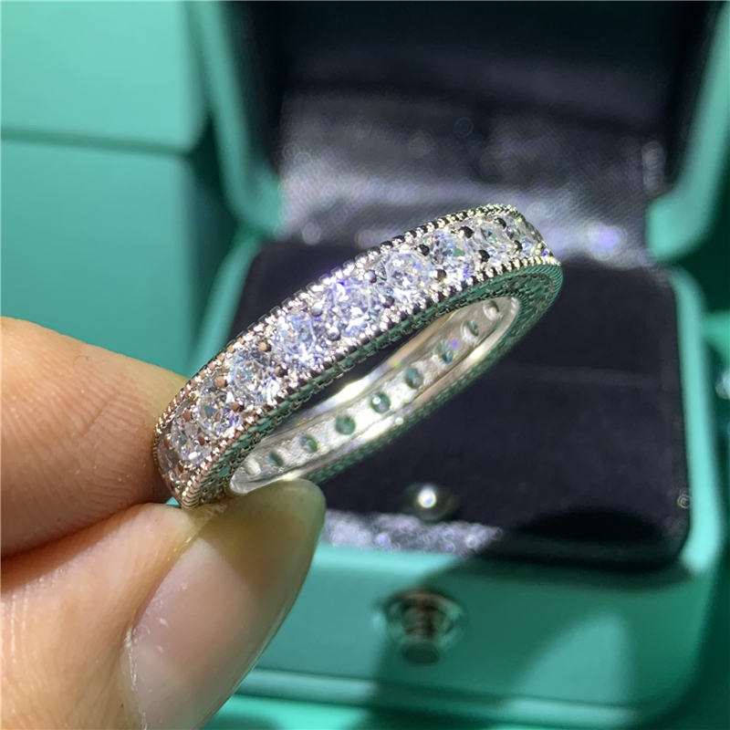 Handmade Promise Diamond ring 100% Real S925 Sterling Silver Engagement wedding band rings for women Bridal Finger Jewelry LJ200831