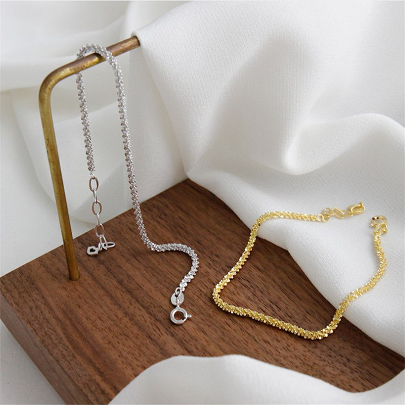 Authentic 925 Sterling Silver Geometric Bracelets For Women Fine Jewelry White Gold /18K Gold Color Wedding Bracelet