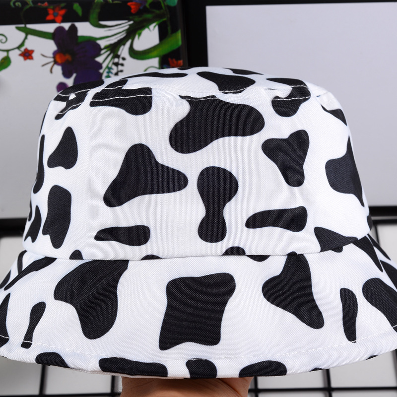 New Fashion Cow Print Hat White Black Bucket Hat Reversible Fisherman Caps Summer Hats For Women Gorras