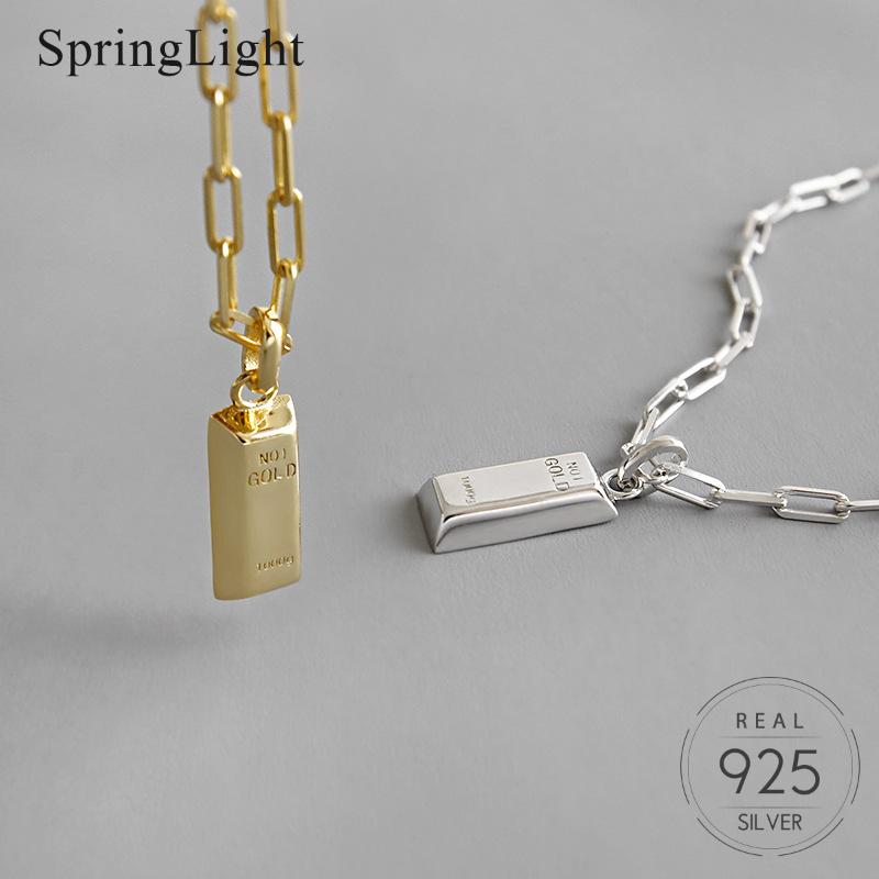 Springlight Simple Square Gold Brick Clavicle Pendant Necklace Real 925 Sterling Silver Handmade Fine Jewelry Necklace for Women
Springlight Simple Square Gold Brick Clavicle Pendant Necklace Real 925 Sterling Silver Handmade Fine Jewelry Necklace for Women