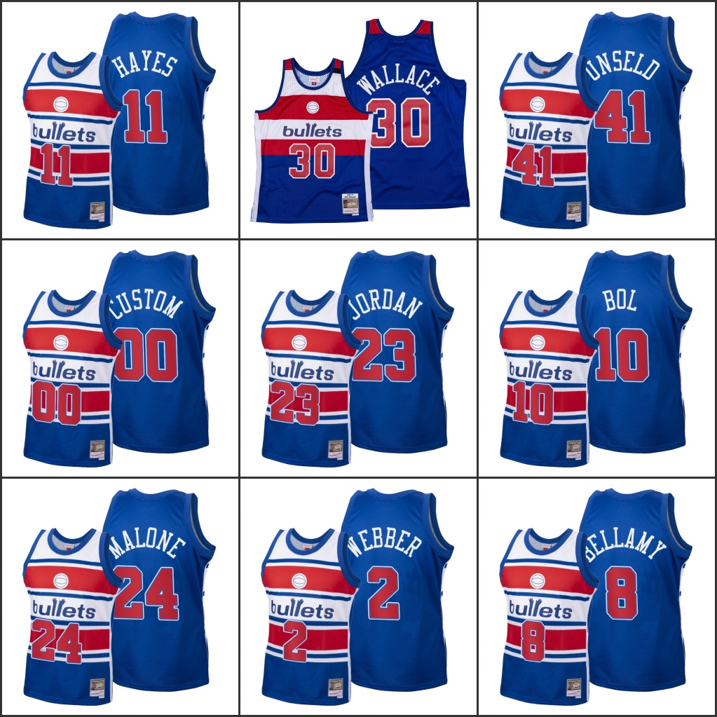 Washington Bullets Men Michael Jor dan Jeff Malone Walt Bellamy Ben Wallace NBA Hardwood Classics Custom Blue Jersey, Black
Washington Bullets Men Michael Jor dan Jeff Malone Walt Bellamy Ben Wallace NBA Hardwood Classics Custom Blue Jersey, Black