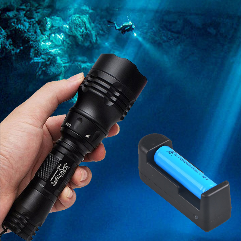 

GM 2000 Lumen T6 L2 Professional LED Diving IP68 Powerful Scuba Safety Diving Light Waterproof Underwater 30m Torch