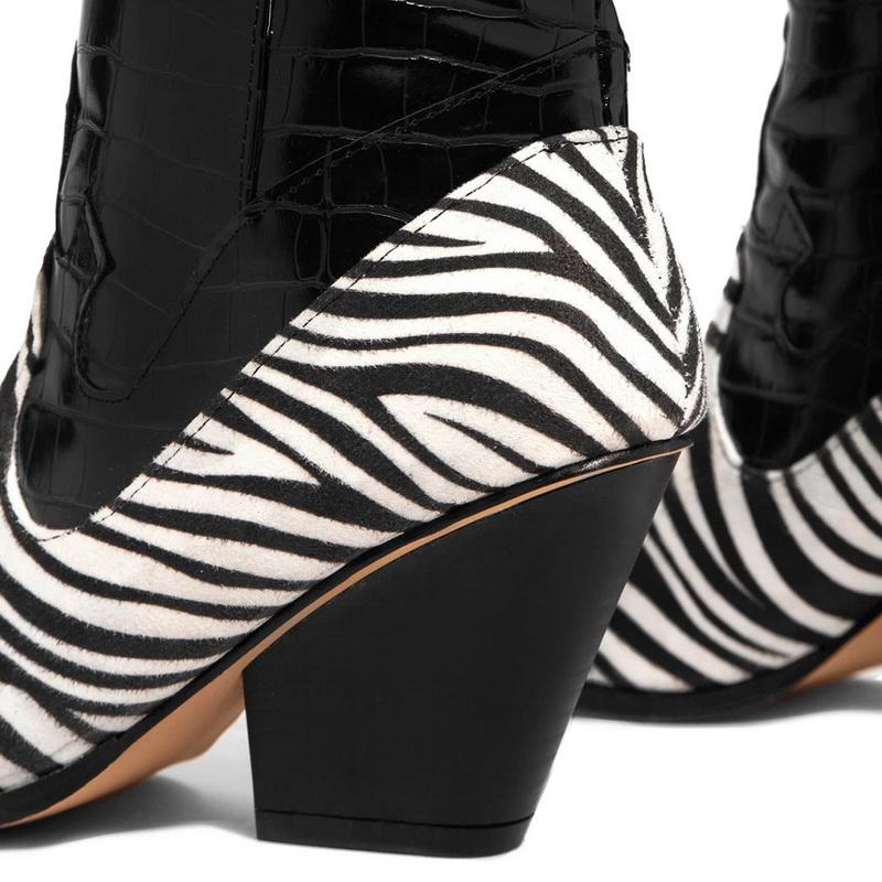 fashion snack zebra pattern women long boots pu leather high heels shoes for woman platform street autumn winter