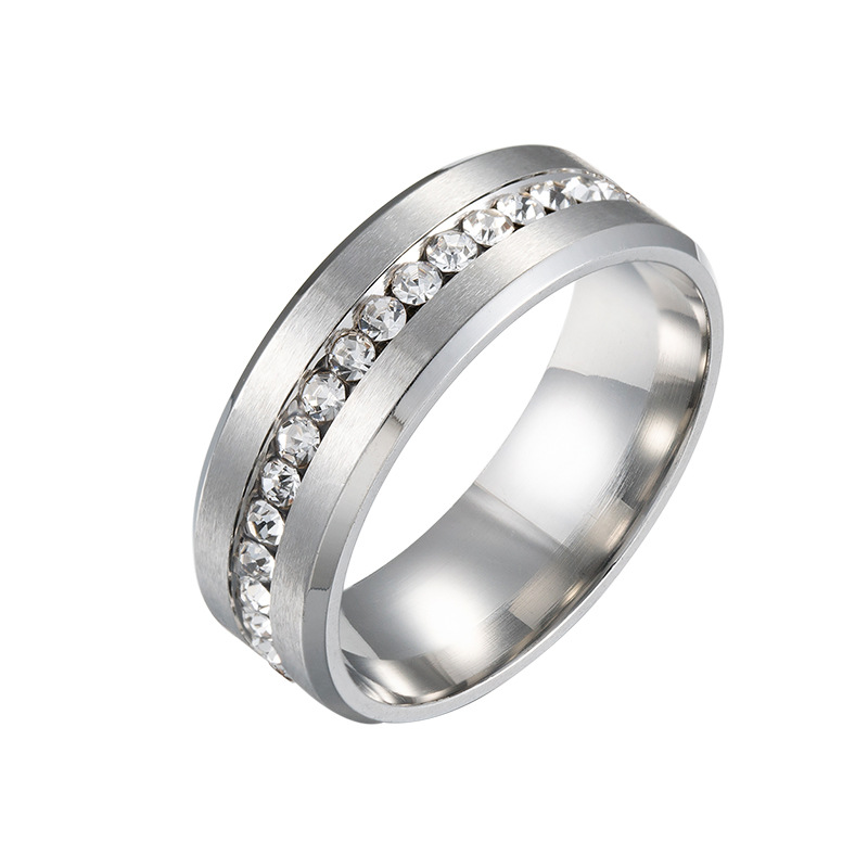 Ring personality single row full diamond European and American black fashion creative 8mm double bevel diamond stainless steel ring
Ring personality single row full diamond European and American black fashion creative 8mm double bevel diamond stainless steel ring