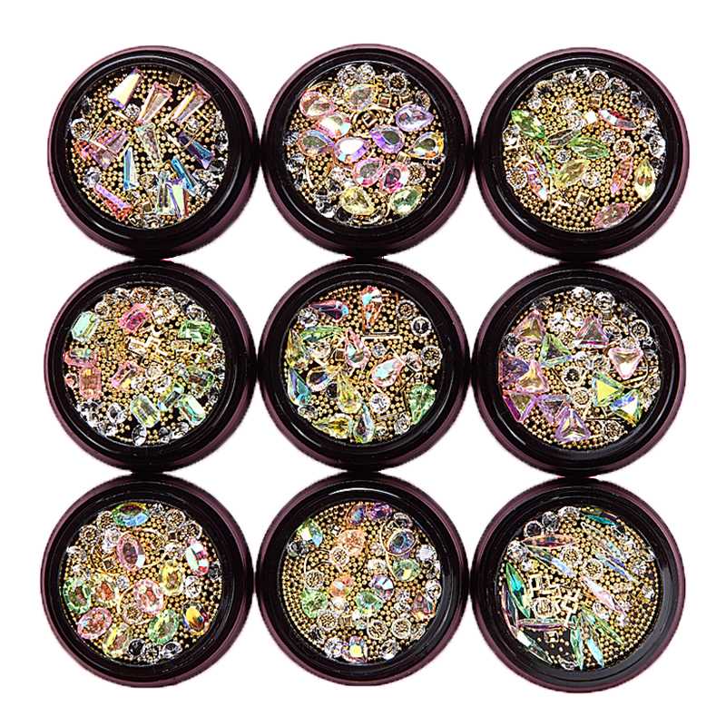 1 Box Mixed 3D Colorful Rhinestones Nail Art Decorations Gems Jewelry AB Shiny Metal Frame Steel Ball Charm Glass Accessories
1 Box Mixed 3D Colorful Rhinestones Nail Art Decorations Gems Jewelry AB Shiny Metal Frame Steel Ball Charm Glass Accessories