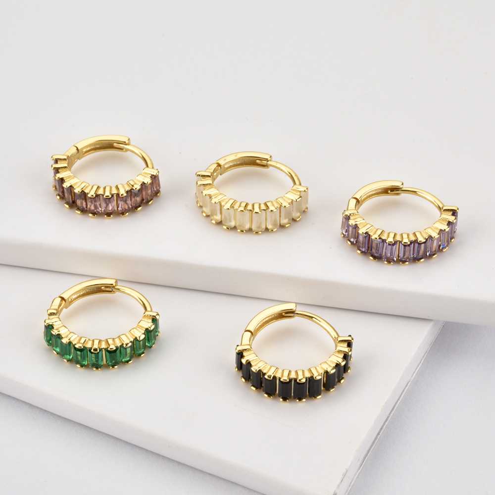 Andywen 100% 925 Sterling Silver Rainbow Color Hoops Circle Round Earring Piercing CZ Zircon Pave Pendiente Ohrringe Jewelry 200923