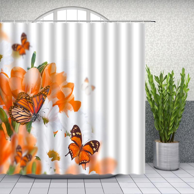 Hot Orange and White Flower and Butterfly Shower Curtains Spring Floral Plant Bathroom Decor Home Bath Hanging Curtain
Hot Orange and White Flower and Butterfly Shower Curtains Spring Floral Plant Bathroom Decor Home Bath Hanging Curtain