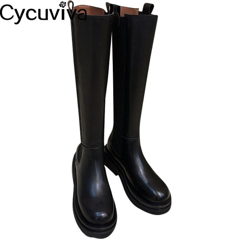 Comfy Thick Sole Knee High Boots Woman Top Quality Platform Flat Knight Boots Classic Round Toe Runway Shoes Zapatos de Mujer, Black
Comfy Thick Sole Knee High Boots Woman Top Quality Platform Flat Knight Boots Classic Round Toe Runway Shoes Zapatos de Mujer, Black