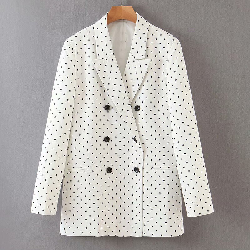 Fashion Women Polka Dot Blazer Long Sleeve Double Breasted Female Blazer Office Ladies New Arrival Autumn Outwear, White
Fashion Women Polka Dot Blazer Long Sleeve Double Breasted Female Blazer Office Ladies New Arrival Autumn Outwear, White