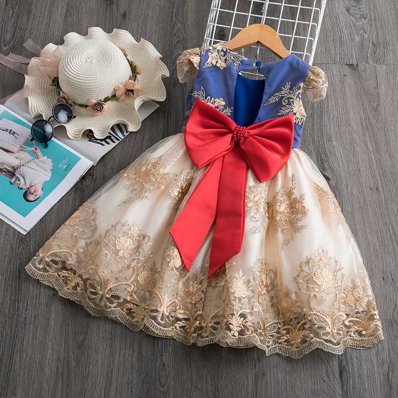 Wedding Girls Dresses for Kids Baby Flower Birthday Dress Fashion Tutu Dress for Girls Children Princess Party Evening Gown 4 9T