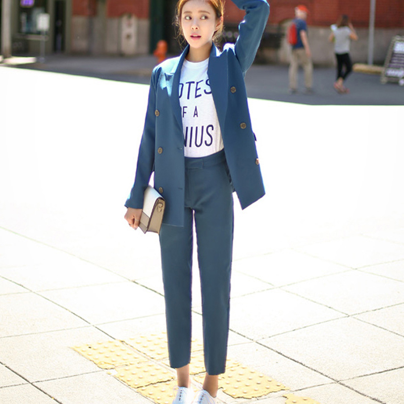 Autumn Spring Two Piece Set Oufit Double Breasted Casual Ladies Blazer Jacket+High Waist Trousers Korean Women Suit 2020, Black 2 piece set
Autumn Spring Two Piece Set Oufit Double Breasted Casual Ladies Blazer Jacket+High Waist Trousers Korean Women Suit 2020, Black 2 piece set