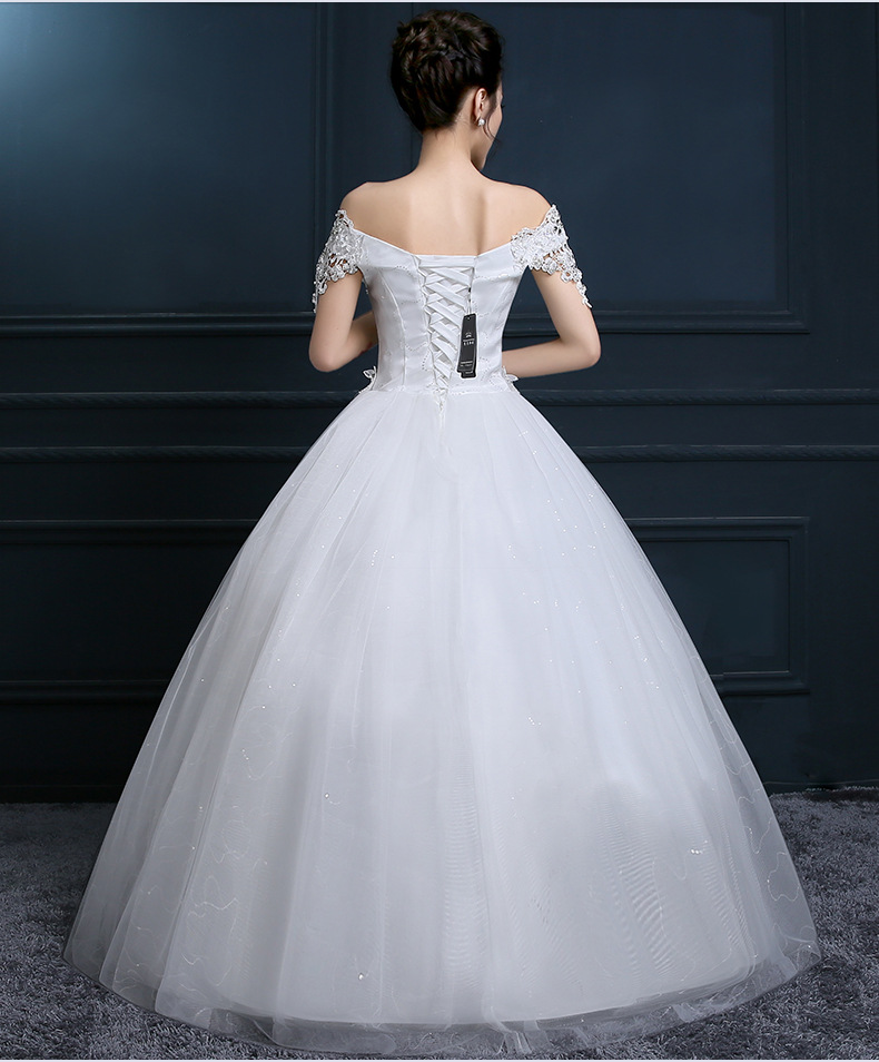One Shoulder Wedding Dress 2019 New Korean Bride Plus Size Dress Boat Neck Off The Shoulder Vestido De Noiva