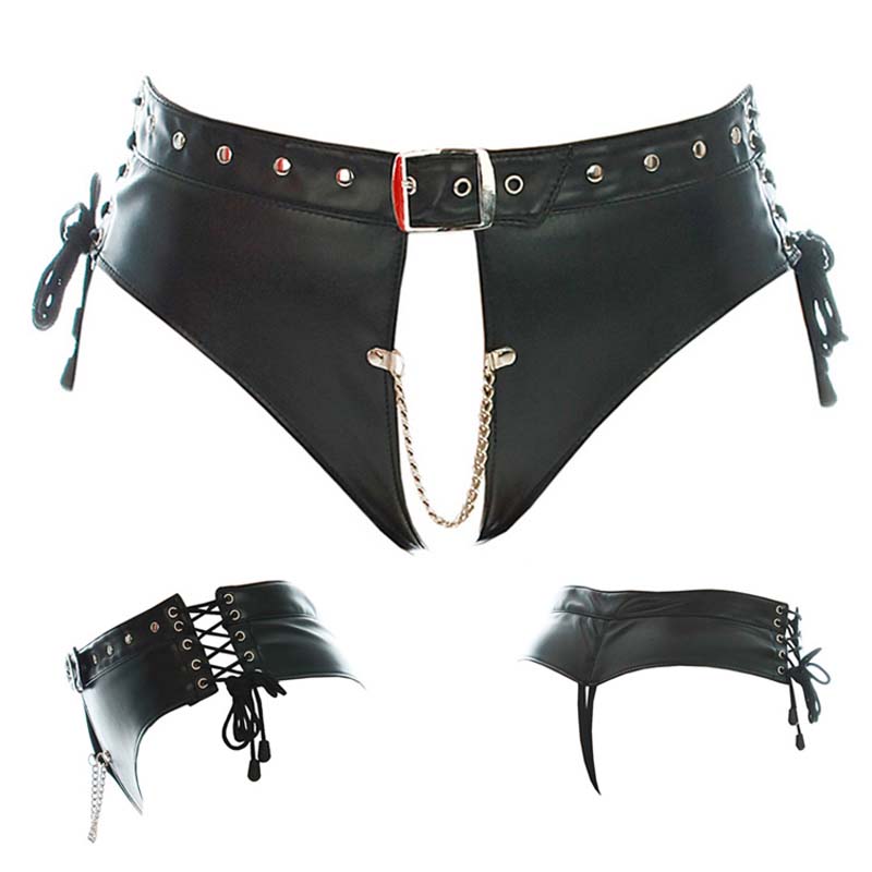 Faux Leather Women Open Crotch Crotchless Restraint Shorts Side Lace Up Body Harness Fetish Sexy Costume, Black
Faux Leather Women Open Crotch Crotchless Restraint Shorts Side Lace Up Body Harness Fetish Sexy Costume, Black