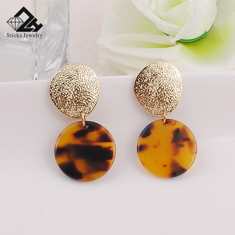 Acrylic Resin Earrings Female Geometric Round Acetate Plate Popular Earrings