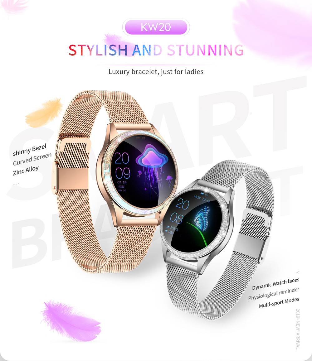 Women Smart Watch Bluetooth Full Screen Smartwatch Heart Rate Monitor Sports Watch for IOS Andriod KW20 Lady Wrist Watches55975019