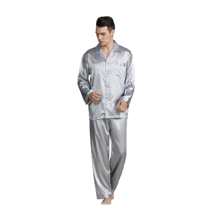 Men's Sleepwear Stylish Bar Spring Summer Autumn Men Satin Silk Pyjamas Sets Of T-shirt & Shorts Male Pijama Leisure Home Clothing