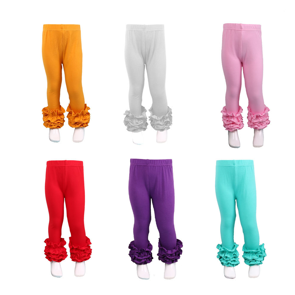 Toddler Little Girls Icing Ruffle Leggings Kids Long Boutique Trousers Baby Cotton Bottoms Elastic Waist Pants for girls MX200811