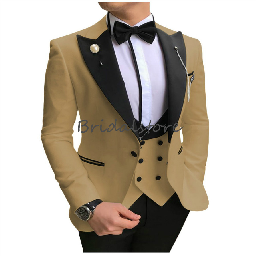 Slim Fit Ivory Black Blue GroomTuxedos For Formal Wedding Suit Three Pieces Noble Grey Bussiness Occasion Wear Men Suits 2020 Wedding Tuxedo