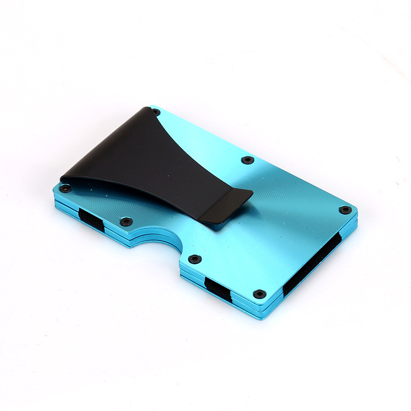 Fashion designer ultra thin metal aluminum business card holder money clip rfid blocking men women wallet