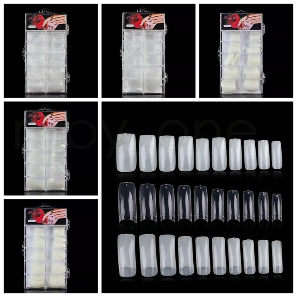 100pcs Natural Transparent French False Nails Acrylic UV Gel Manicure Artificial Fake Nail Art Tips Finger Extension Transparent False Nails