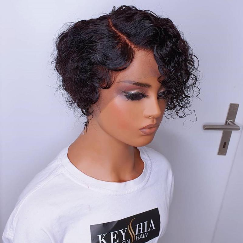 Curly Human Hair Wigs Pixie Cut Bob T Lace Front Wigs Lace Front Human Hair Curly Wig Remy Closure Wig 250 Density, As pic
Curly Human Hair Wigs Pixie Cut Bob T Lace Front Wigs Lace Front Human Hair Curly Wig Remy Closure Wig 250 Density, As pic