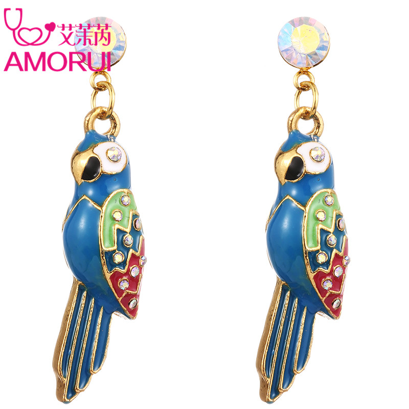 AMORUI Women Drop Earings Jewelry Blue Enamel Parrot Gold Color Rhinestone Drop Earrings for Women Brincos Earring Bijoux Gift
AMORUI Women Drop Earings Jewelry Blue Enamel Parrot Gold Color Rhinestone Drop Earrings for Women Brincos Earring Bijoux Gift
