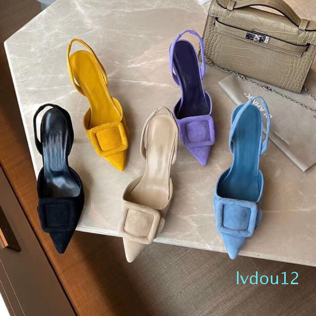 Hot Sale- Summer new sexy pointed thin heel shallow mouth square buckle sandals female Baotou back elastic elastic mules shoes high heels, Black
Hot Sale- Summer new sexy pointed thin heel shallow mouth square buckle sandals female Baotou back elastic elastic mules shoes high heels, Black