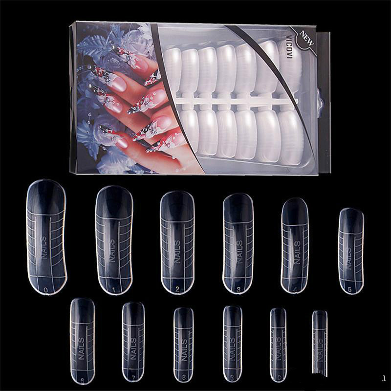 240pcs/set False Nail Tips Clear Cover Acrylic Nail Mold Nail Art Tools False Nails With Scale Tool Crystal Extension Unas Falsas Kunstliche Nagel