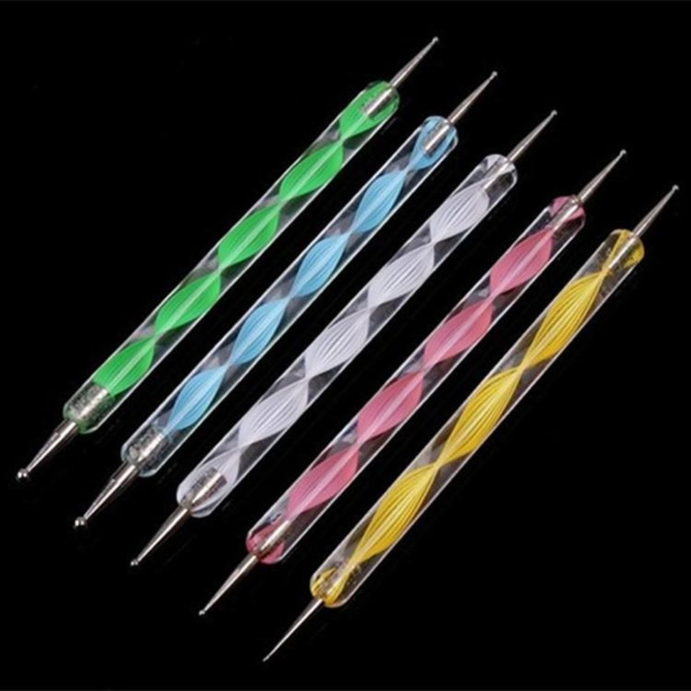 5Pcs-2way Dotting Pen Marbleizing Tool Herramientas De Puntos Nail Polish Paint Manicure Dot Nail Art Set Dotting Tools for Women's Beauty
