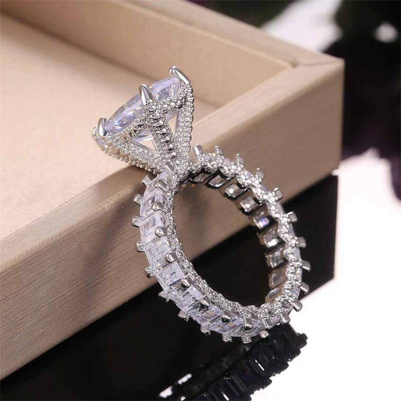Choucong Brand New Stunning Luxury Jewelry 925 Sterling Silver Pear Cut White Large Diamond Ring Birthstone Women Wedding Band Ring Gift