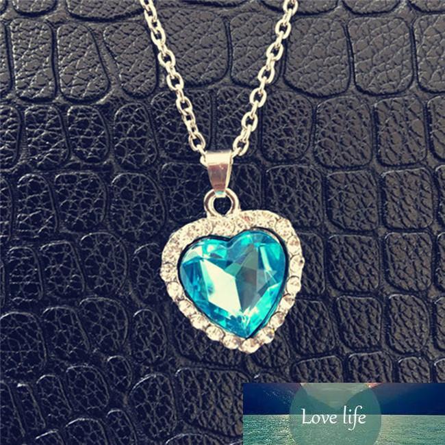 Zircon Peach Heart Titanic Ocean Heart Necklace Short Chain Heart of the Ocean necklace