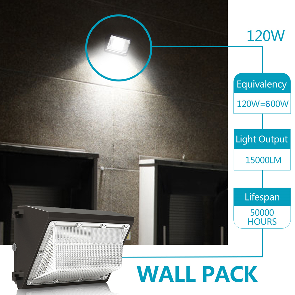 Industrial WallPack Light Fixture ETL Photocells Outdoor LED Wall Pack Lamp 120W IP65 5000K Flood Lights Energy Savings