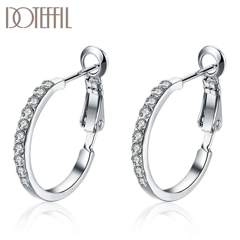 DOTEFFIL 925 Sterling Silver/Rose Gold Circle Shape Zircon Earrings Women Charm Gift Fashion Charm Party Wedding Jewelry
DOTEFFIL 925 Sterling Silver/Rose Gold Circle Shape Zircon Earrings Women Charm Gift Fashion Charm Party Wedding Jewelry