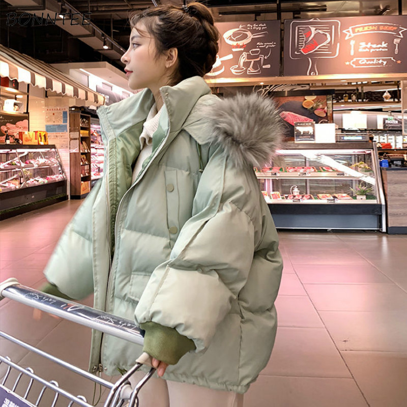 Short Style Parkas Women BF Chic Oversize College Lovely Solid Hooded Teens Outerwear Winter Thickening Trendy Womens Parka New, Green 
Short Style Parkas Women BF Chic Oversize College Lovely Solid Hooded Teens Outerwear Winter Thickening Trendy Womens Parka New, Green