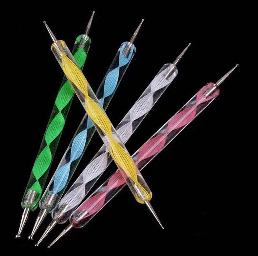 5Pcs-2way Dotting Pen Marbleizing Tool Herramientas De Puntos Nail Polish Paint Manicure Dot Nail Art Set Dotting Tools for Women's Beauty