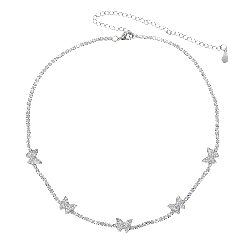 new gold filled iced out hiphop bling wide Miami Curb Cuban Link Chain rock CZ butterfly choker women chain adjust size necklace T200824