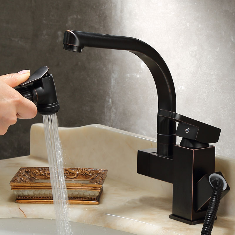 Kitchen All-copper Quartet Black Ancient Pulling Basin Single lever Hot And Cold Faucet Rotating Basin With Spray Gun S79-379
Kitchen All-copper Quartet Black Ancient Pulling Basin Single lever Hot And Cold Faucet Rotating Basin With Spray Gun S79-379