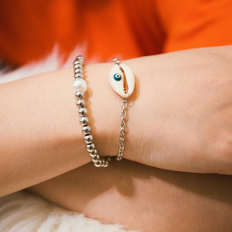 Fashion 2 Pcs/Set silver color Beads Bracelet Simple pearl evil eye shell Braclet For Women Hand Jewelry 2020
Fashion 2 Pcs/Set silver color Beads Bracelet Simple pearl evil eye shell Braclet For Women Hand Jewelry 2020