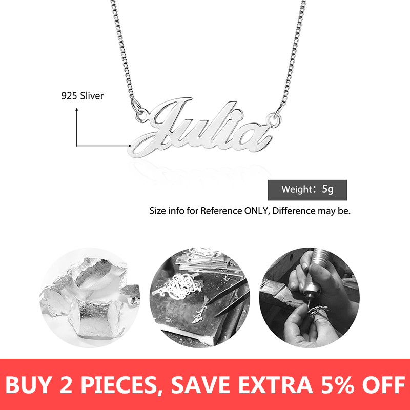 925 Sterling Silver Personalized Nameplate Letter Necklace Custom Made Name Pendant Russian Name Christmas Gifts for Girlfriend LJ200831