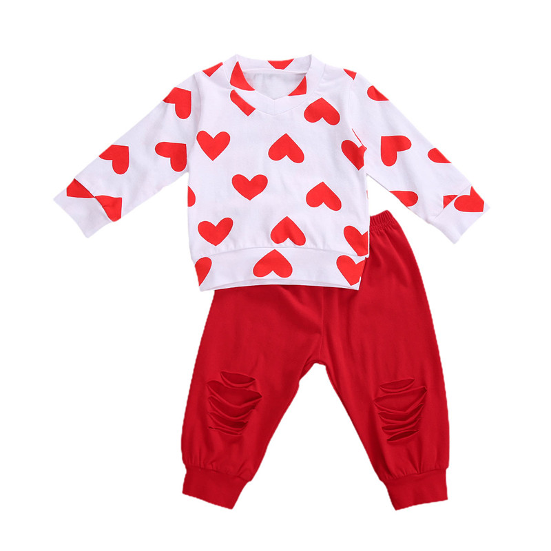 2Pcs Set Newborn Baby Boys Girls Clothes 2020 Autumn Spring Love Heart Printed Tops T-shirt+Broken Hole Pants Infant Baby Outfit, As pic
2Pcs Set Newborn Baby Boys Girls Clothes 2020 Autumn Spring Love Heart Printed Tops T-shirt+Broken Hole Pants Infant Baby Outfit, As pic