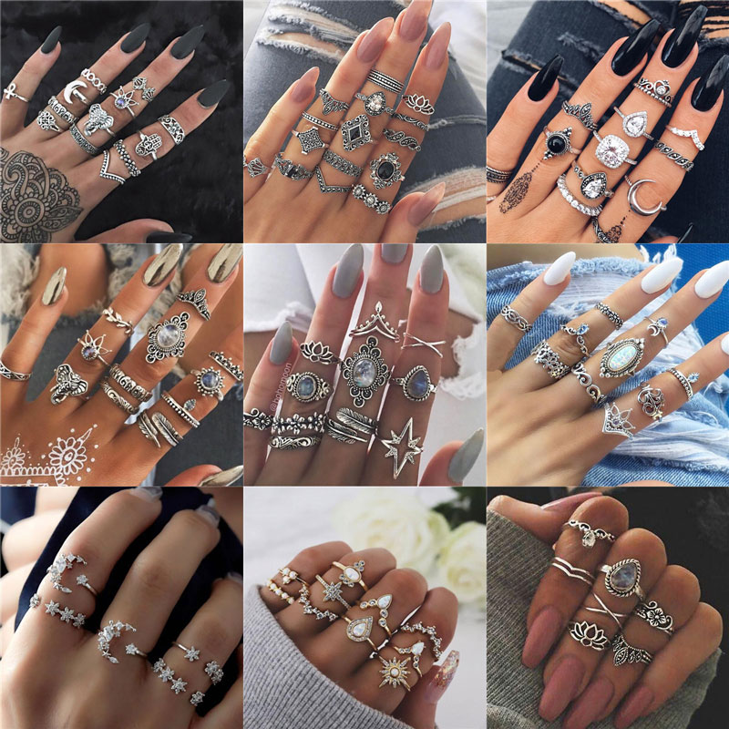 Bohemian Retro Gem Crown Crystal Moon Heart Waves Geometric Ring Set Women Party Jewelry Gifts
Bohemian Retro Gem Crown Crystal Moon Heart Waves Geometric Ring Set Women Party Jewelry Gifts