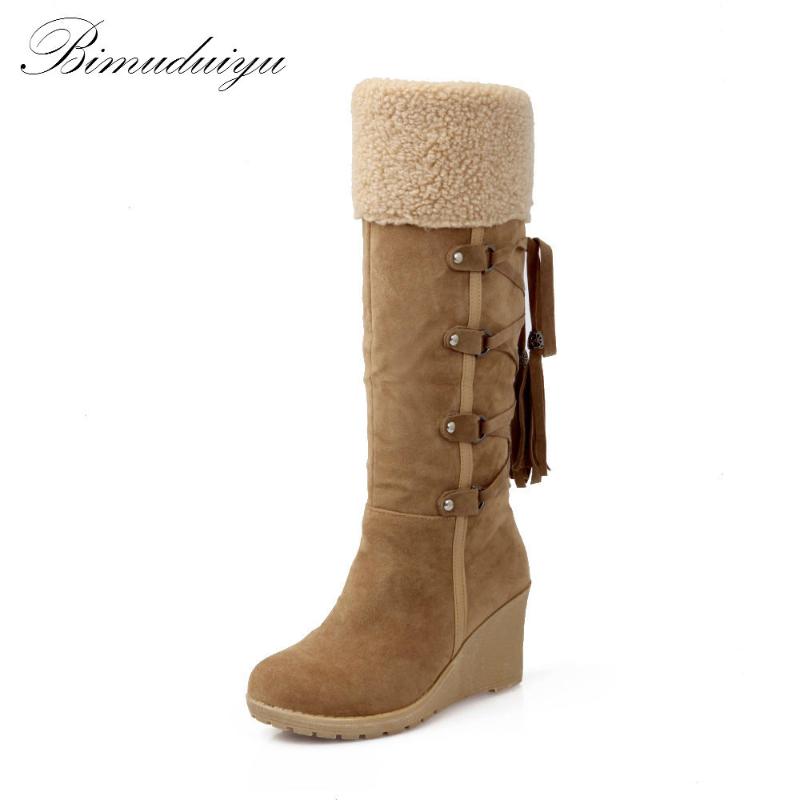 BIMUDUIYU Plus Size Winter Women Snow Boots 7cm High Heels Fashion Scrub Wedges Knee-high Plush Boots Thermal Female Warm Shoes, Beige
BIMUDUIYU Plus Size Winter Women Snow Boots 7cm High Heels Fashion Scrub Wedges Knee-high Plush Boots Thermal Female Warm Shoes, Beige