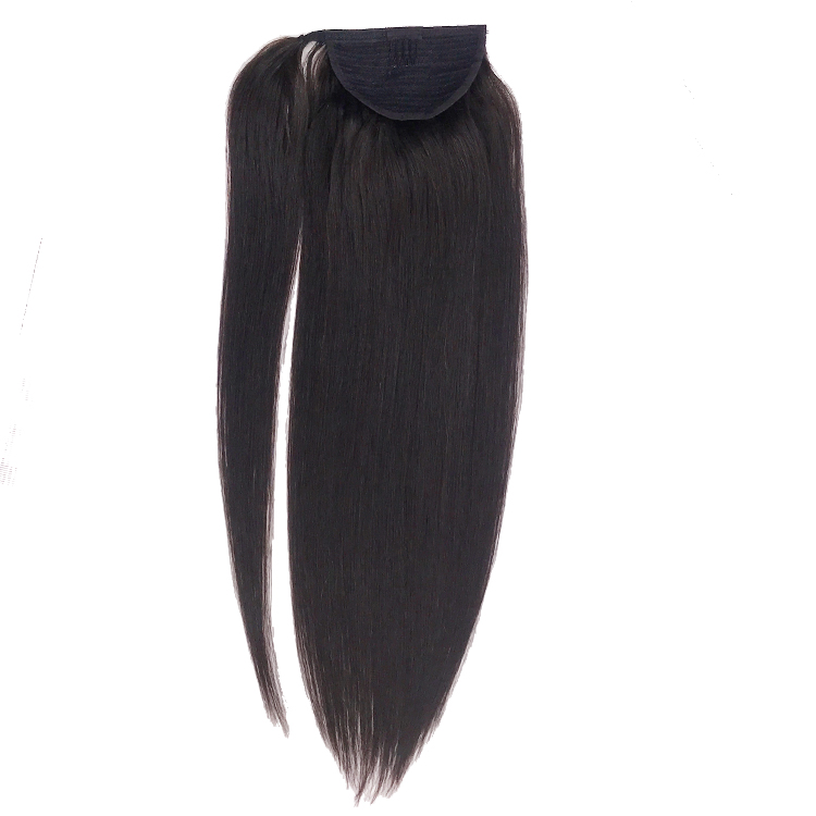 10A Grade Virgin Brazilian Human Thick Ends Clip In Extensions Slik Straight Ponytail Hair 120G