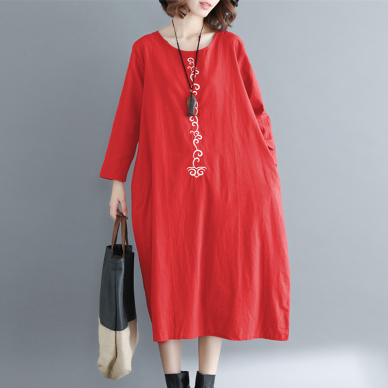 2020 New Long Sleeve Autumn Dress Cotton Linen Loose Women Dress Print Floral Vintage Female Spring Casual Midi, Black
2020 New Long Sleeve Autumn Dress Cotton Linen Loose Women Dress Print Floral Vintage Female Spring Casual Midi, Black